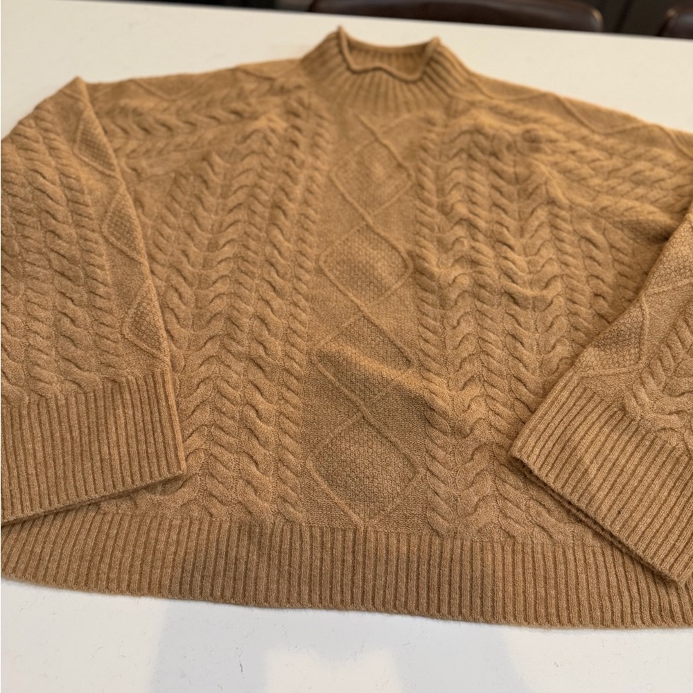 J. Crew Women's Camel Cable Knit Turtleneck Sweater